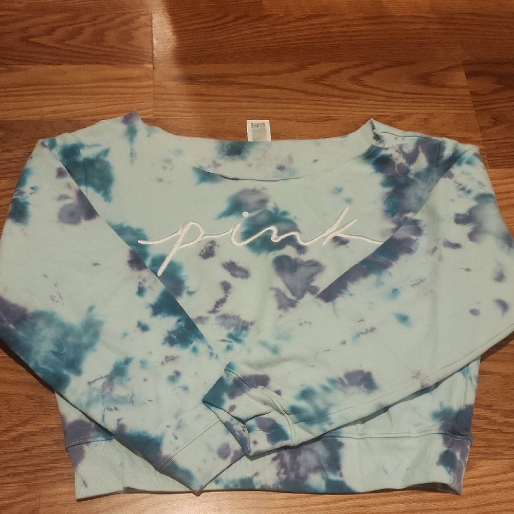 PINK Victoria's Secret Blue Tie-Dye Top